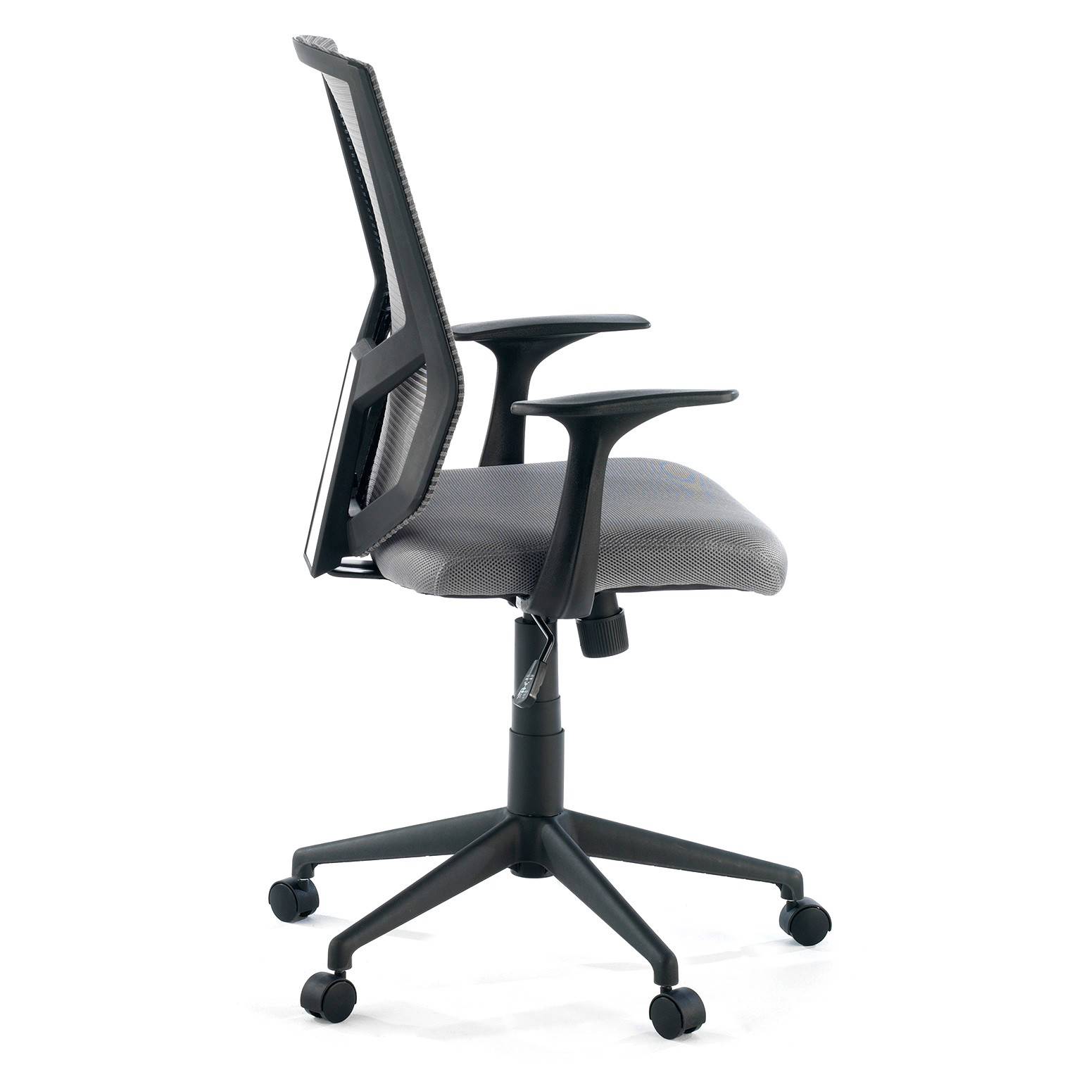 Chaise De Bureau Pivotante Ergonomique DAYALANE - Hauteur Réglable - Dossier Incurvé - Accoudoirs - 360° - Gris Chenille
